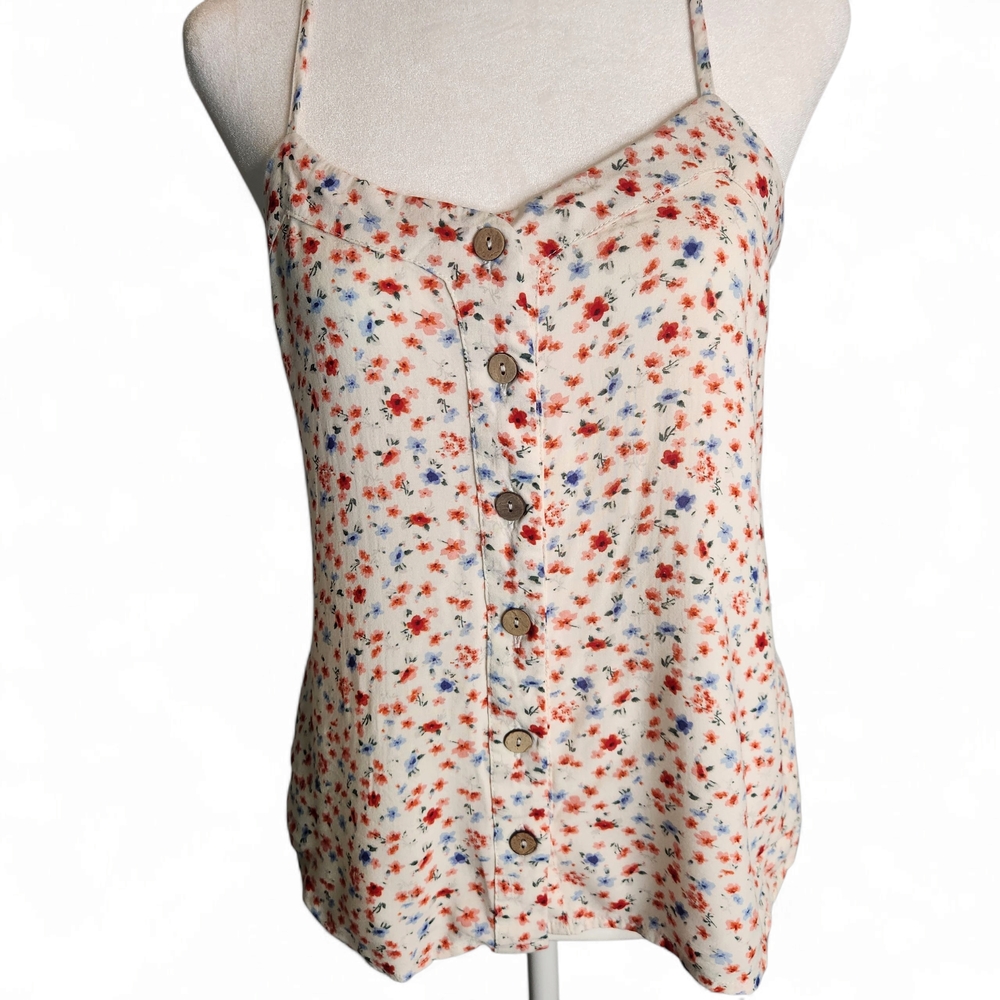 Pink Rose‎ Vibrant Red and Blue Camisole Size: S Cottagecore